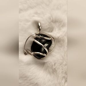 Black Tourmaline and Silver Pendant